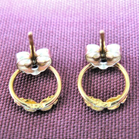 GOLD HARLEY EARRINGS, 2 PAIR  BLACK HILLS GOLD  STAMPER EARRINGS, STURGIS - Picture 7 of 9